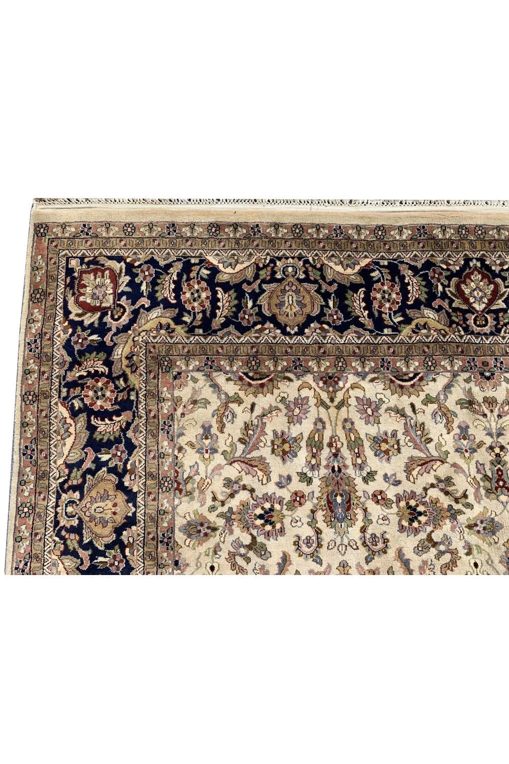 Authentic Hand Knotted Vintage Tabreez Wool Area Rug 12.1 x 7.11 Ft