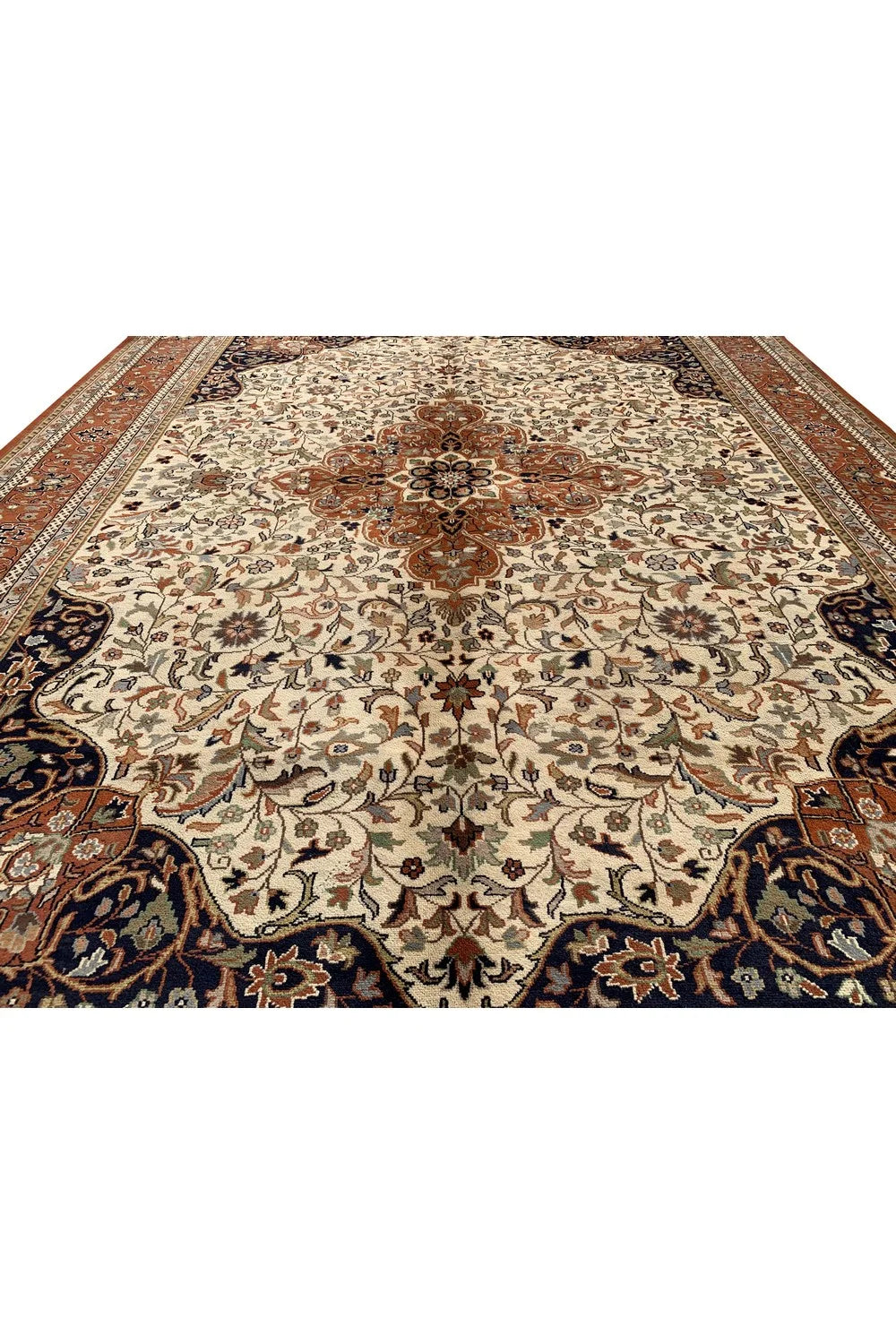 Amazing Hand Knotted Vintage Tribal Tabreez Wool Area Rug 11.0 x 8.0 Ft