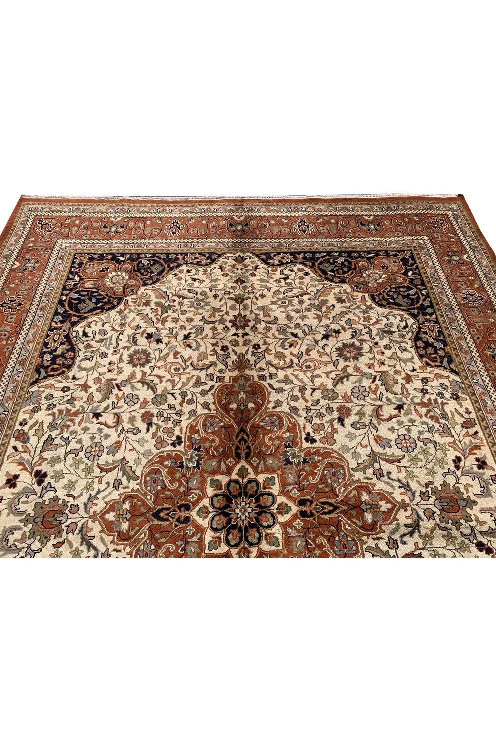 Amazing Hand Knotted Vintage Tribal Tabreez Wool Area Rug 11.0 x 8.0 Ft