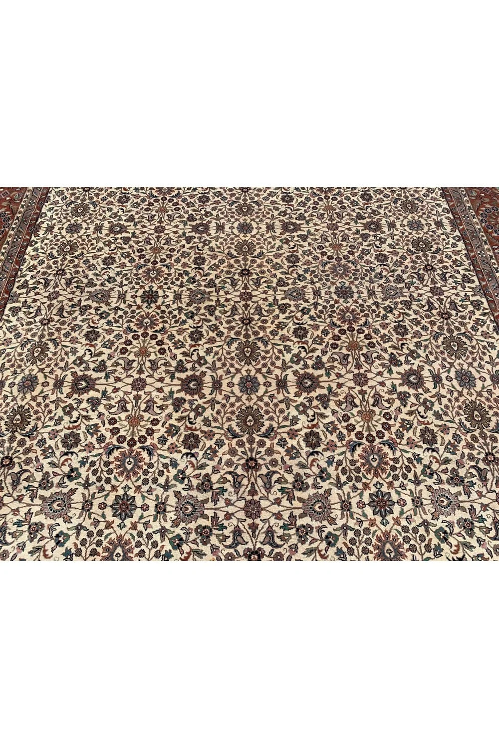Authentic Hand Knotted Vintage Tabreez Wool Area Rug 12.11 x 9.10 Ft