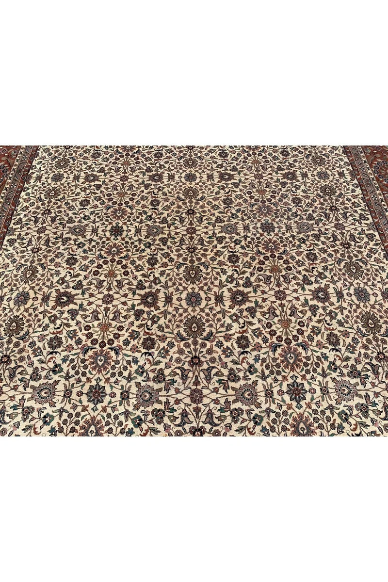 Authentic Hand Knotted Vintage Tabreez Wool Area Rug 12.11 x 9.10 Ft