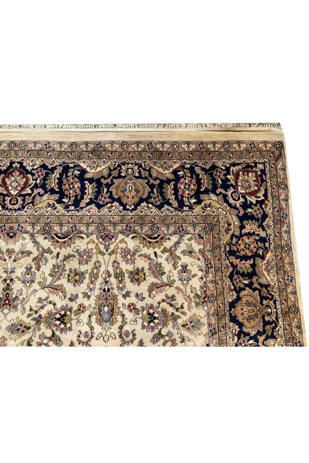 Authentic Hand Knotted Vintage Tabreez Wool Area Rug 12.1 x 7.11 Ft