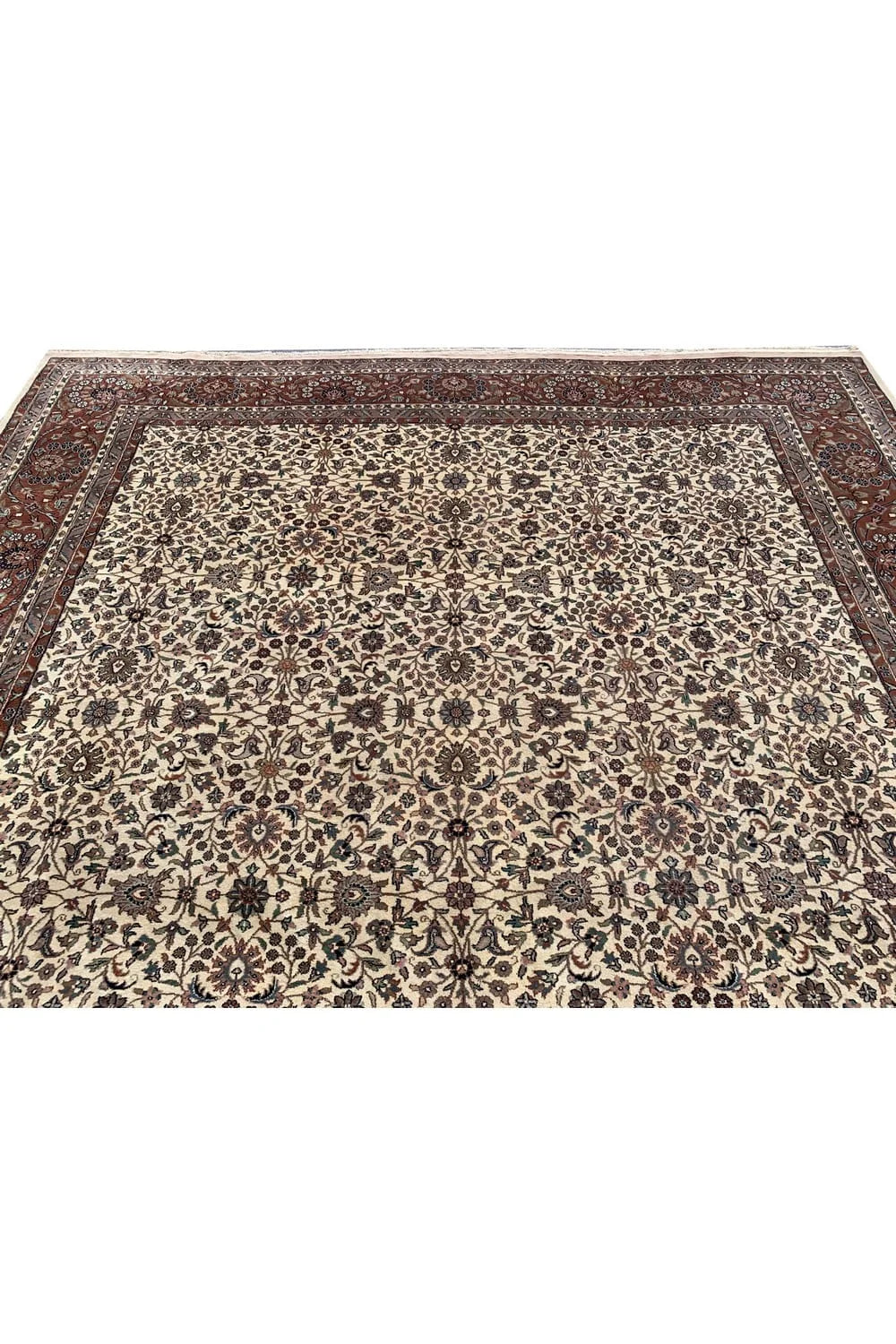 Authentic Hand Knotted Vintage Tabreez Wool Area Rug 12.11 x 9.10 Ft