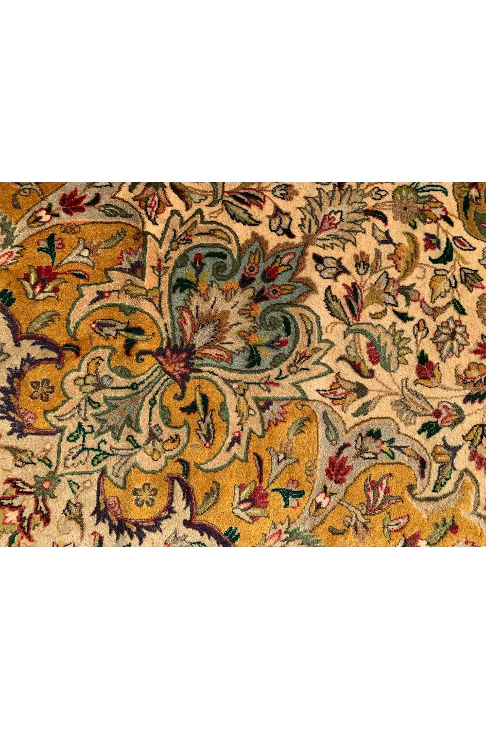 Authentic Hand Knotted Vintage Tabreez Wool Area Rug 11.1 x 8.1 Ft