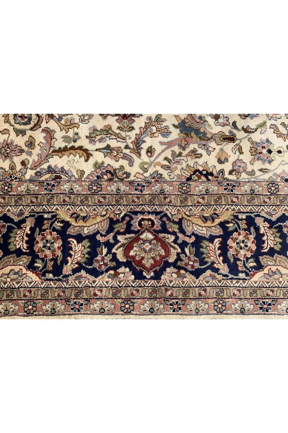 Authentic Hand Knotted Vintage Tabreez Wool Area Rug 12.1 x 7.11 Ft