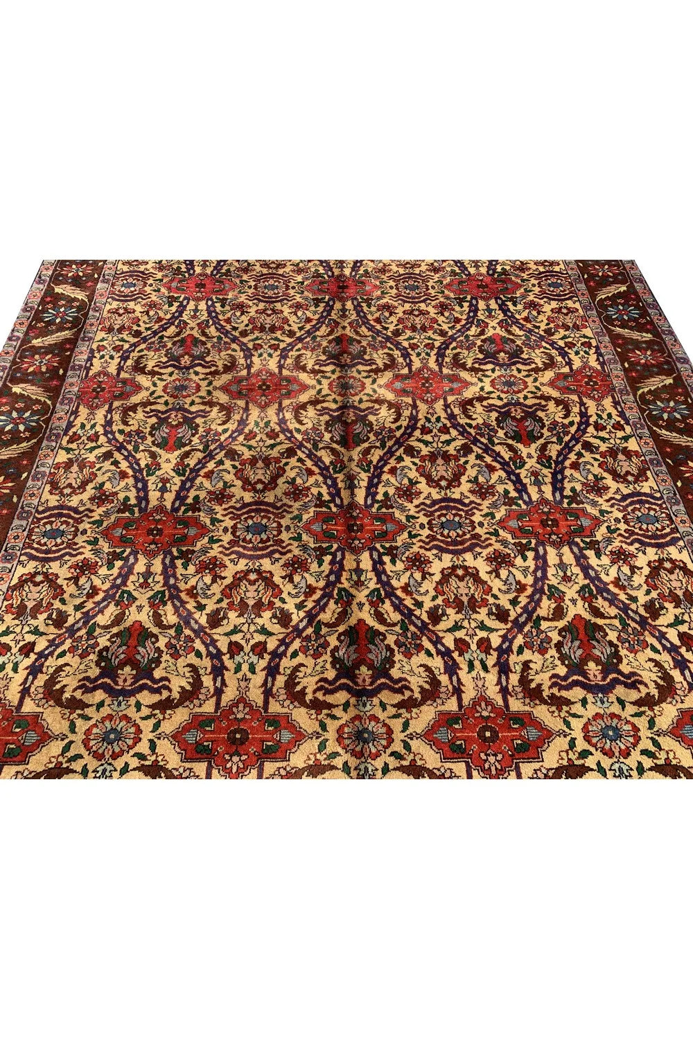Authentic Hand Knotted Vintage Tabreez Wool Area Rug 12.6 x 7.10 Ft