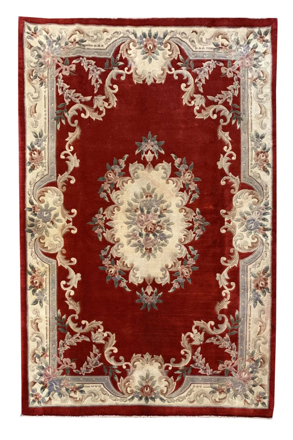Authentic Hand Knotted Vintage Tibet Wool Area Rug 9.0 x 6.1 Ft