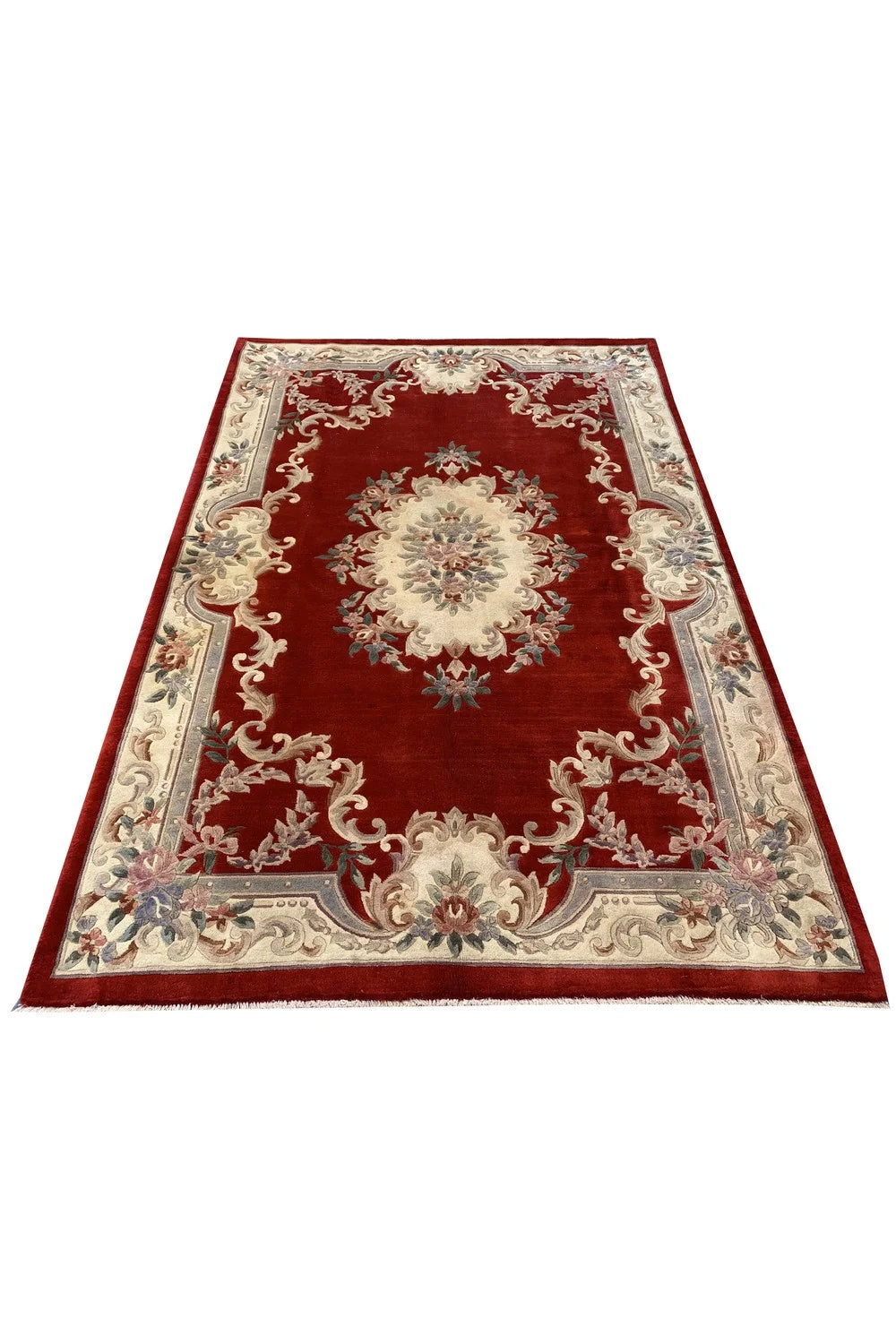 Authentic Hand Knotted Vintage Tibet Wool Area Rug 9.0 x 6.1 Ft