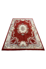 Authentic Hand Knotted Vintage Tibet Wool Area Rug 9.0 x 6.1 Ft