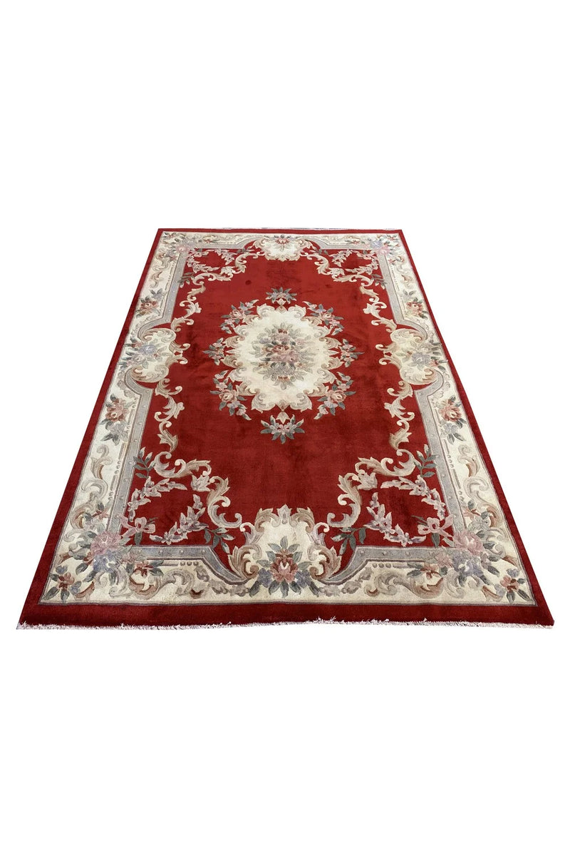 Authentic Hand Knotted Vintage Tibet Wool Area Rug 9.0 x 6.1 Ft