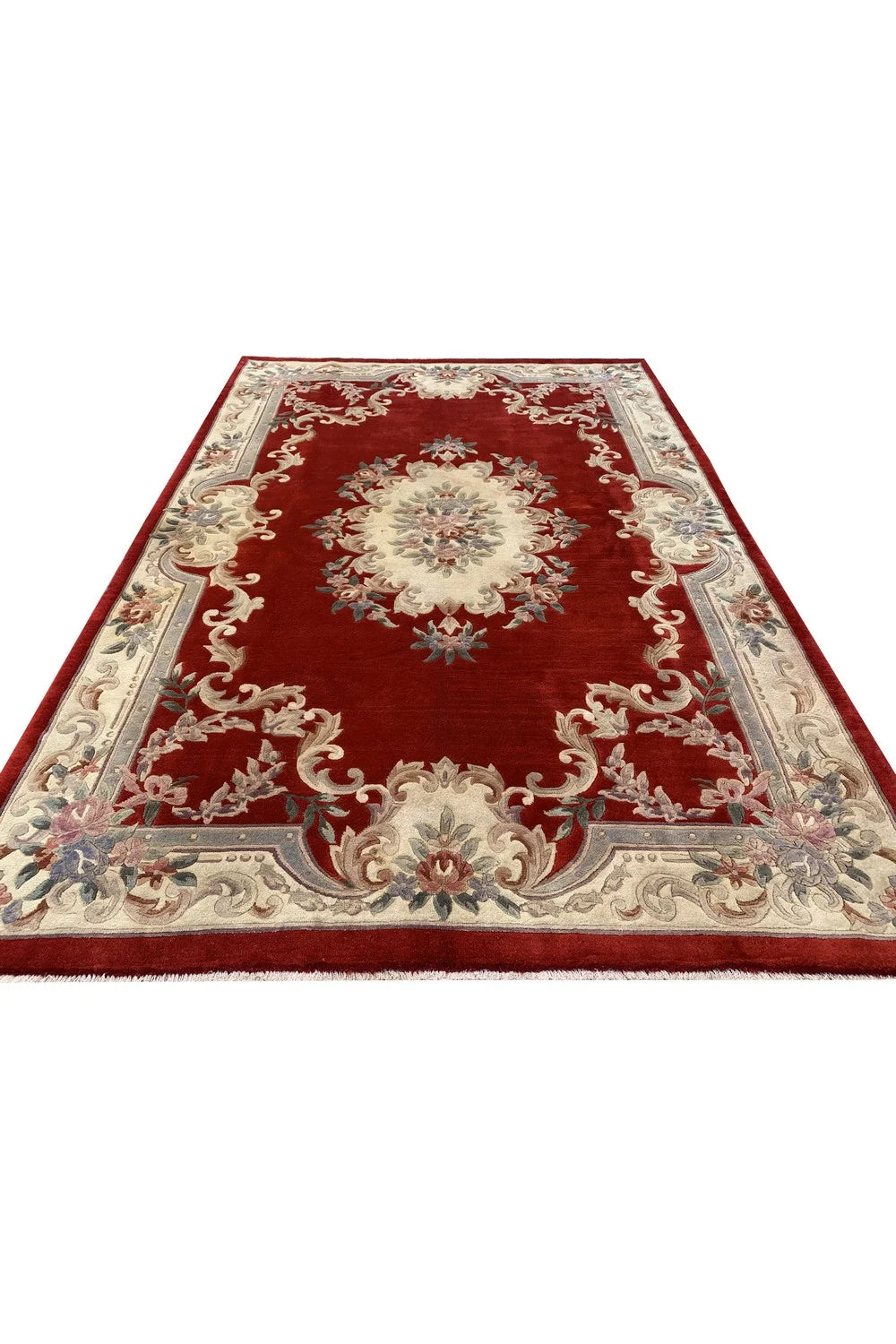 Authentic Hand Knotted Vintage Tibet Wool Area Rug 9.0 x 6.1 Ft