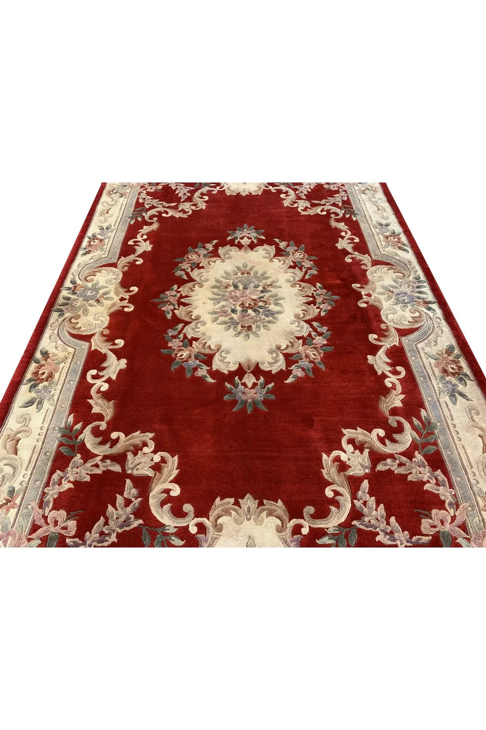 Authentic Hand Knotted Vintage Tibet Wool Area Rug 9.0 x 6.1 Ft