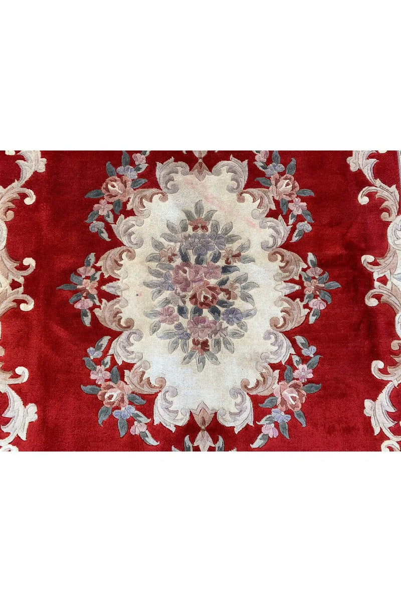 Authentic Hand Knotted Vintage Tibet Wool Area Rug 9.0 x 6.1 Ft