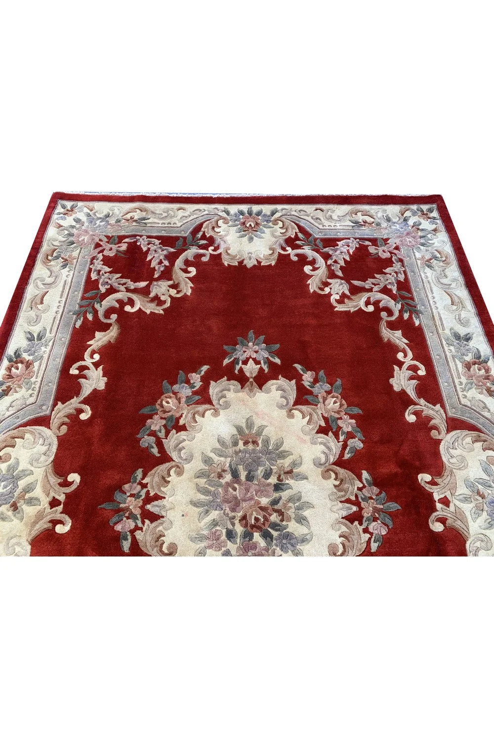 Authentic Hand Knotted Vintage Tibet Wool Area Rug 9.0 x 6.1 Ft