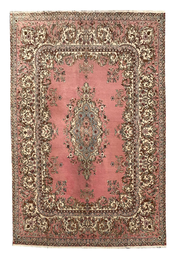 Authentic Hand Knotted Vintage Turkish Wool Area Rug 9.11 x 8.3 Ft