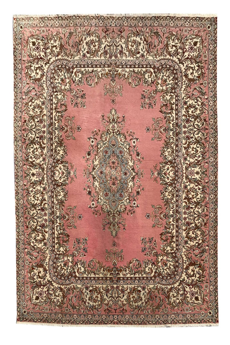 Authentic Hand Knotted Vintage Turkish Wool Area Rug 9.11 x 8.3 Ft