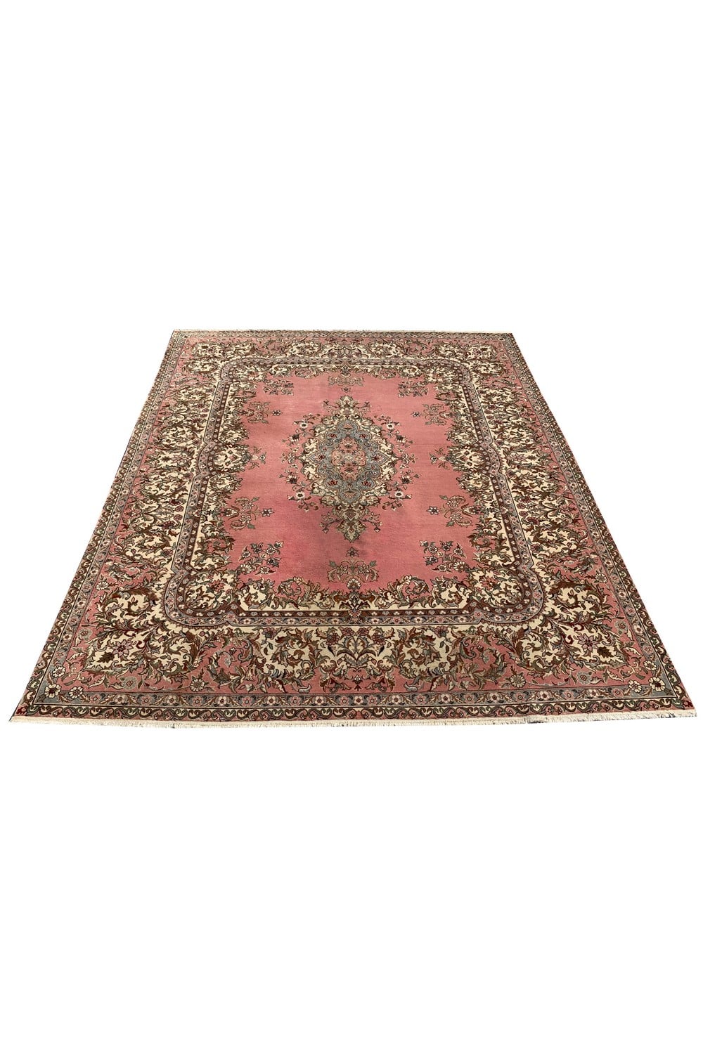 Authentic Hand Knotted Vintage Turkish Wool Area Rug 9.11 x 8.3 Ft