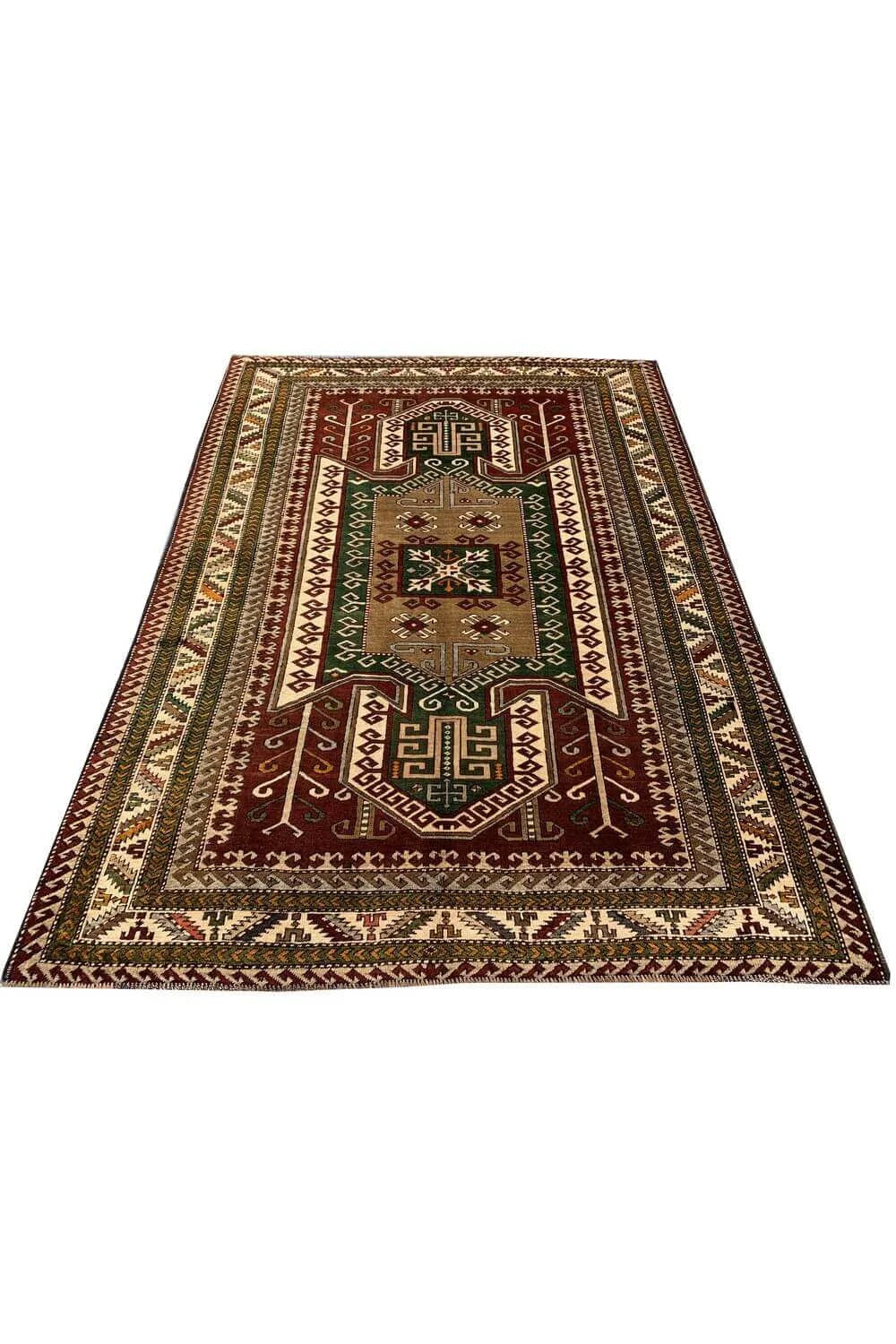 Amazing Hand Knotted Vintage Turkish Wool Area Rug 7.0 x 5.2 Ft