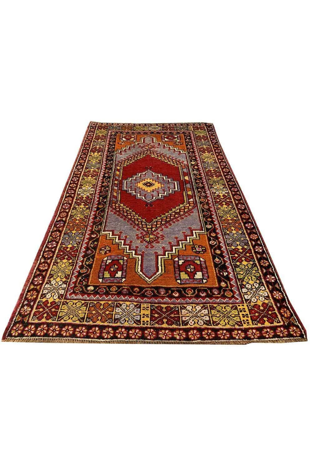 Amazing Hand Knotted Vintage Turkish Wool Area Rug 6.3 x 3.7 Ft