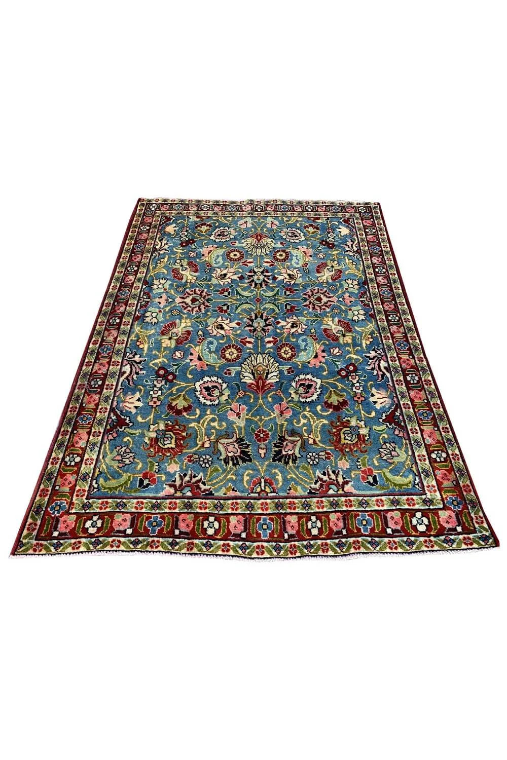 Amazing Hand Knotted Vintage Turkish Wool Area Rug 5.9 x 4.3 Ft