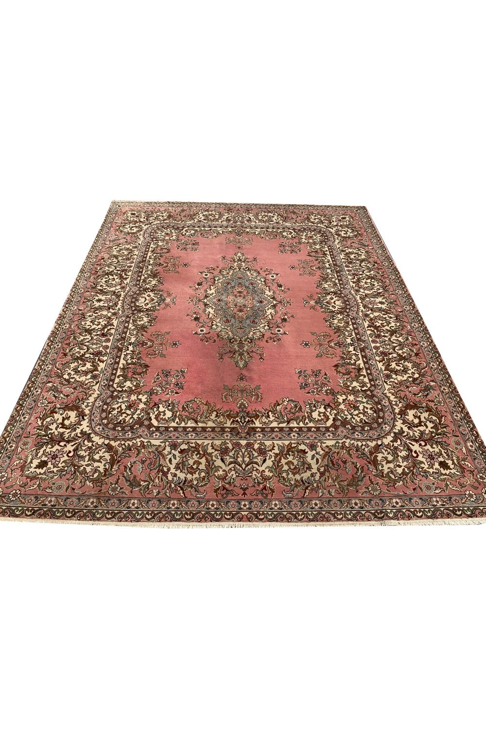 Authentic Hand Knotted Vintage Turkish Wool Area Rug 9.11 x 8.3 Ft