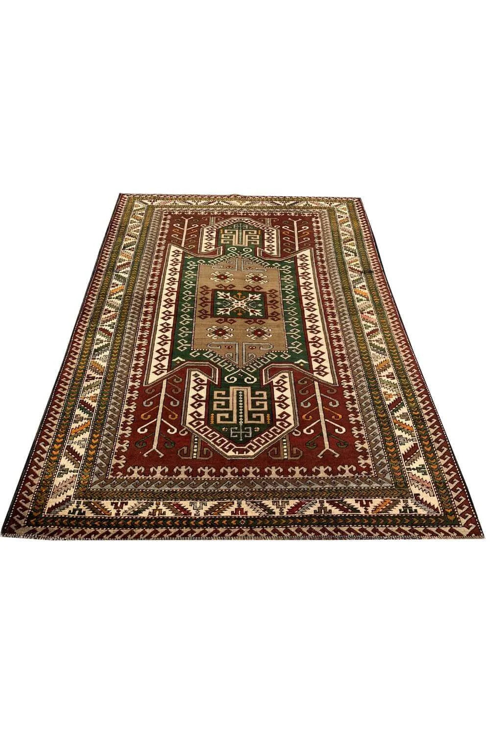 Amazing Hand Knotted Vintage Turkish Wool Area Rug 7.0 x 5.2 Ft