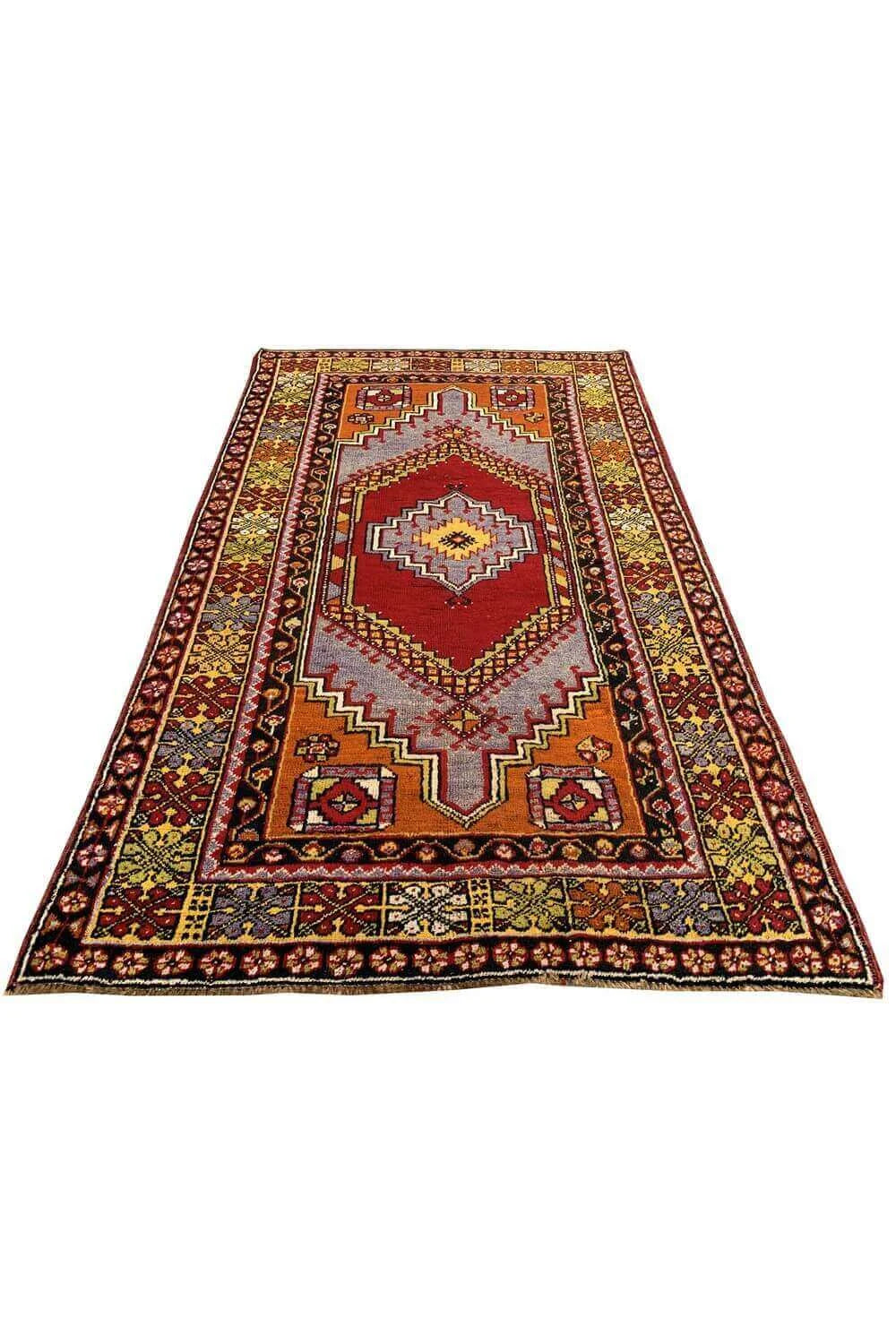 Amazing Hand Knotted Vintage Turkish Wool Area Rug 6.3 x 3.7 Ft