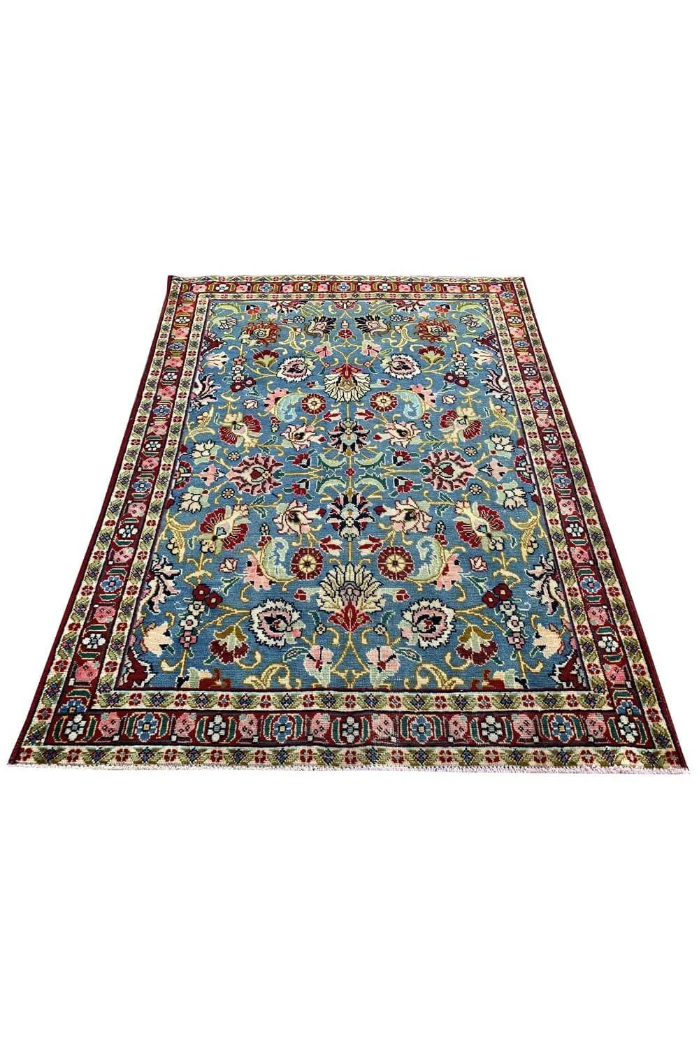 Amazing Hand Knotted Vintage Turkish Wool Area Rug 5.9 x 4.3 Ft