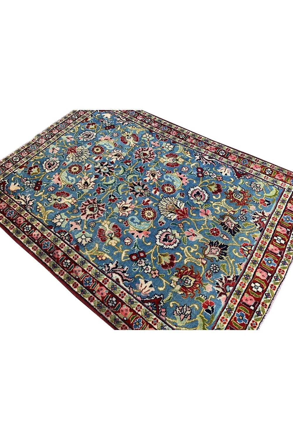 Amazing Hand Knotted Vintage Turkish Wool Area Rug 5.9 x 4.3 Ft