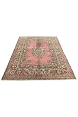 Authentic Hand Knotted Vintage Turkish Wool Area Rug 9.11 x 8.3 Ft