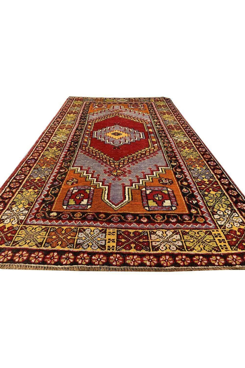 Amazing Hand Knotted Vintage Turkish Wool Area Rug 6.3 x 3.7 Ft