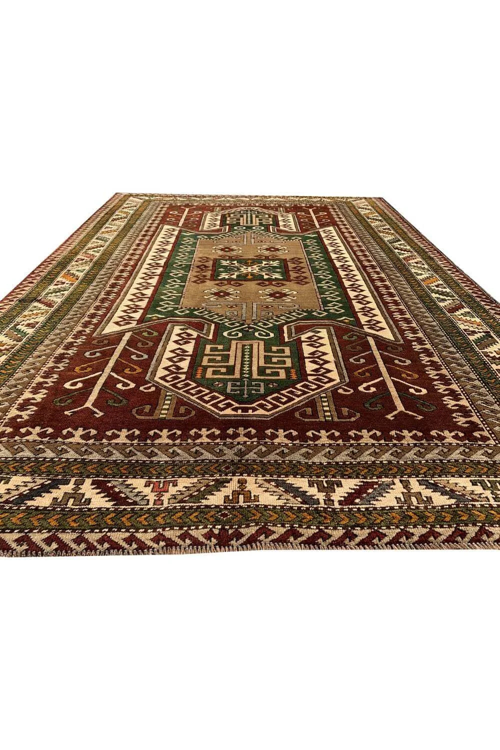 Amazing Hand Knotted Vintage Turkish Wool Area Rug 7.0 x 5.2 Ft