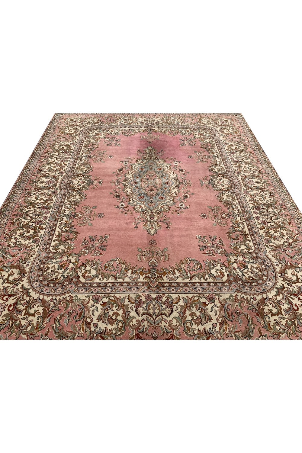 Authentic Hand Knotted Vintage Turkish Wool Area Rug 9.11 x 8.3 Ft