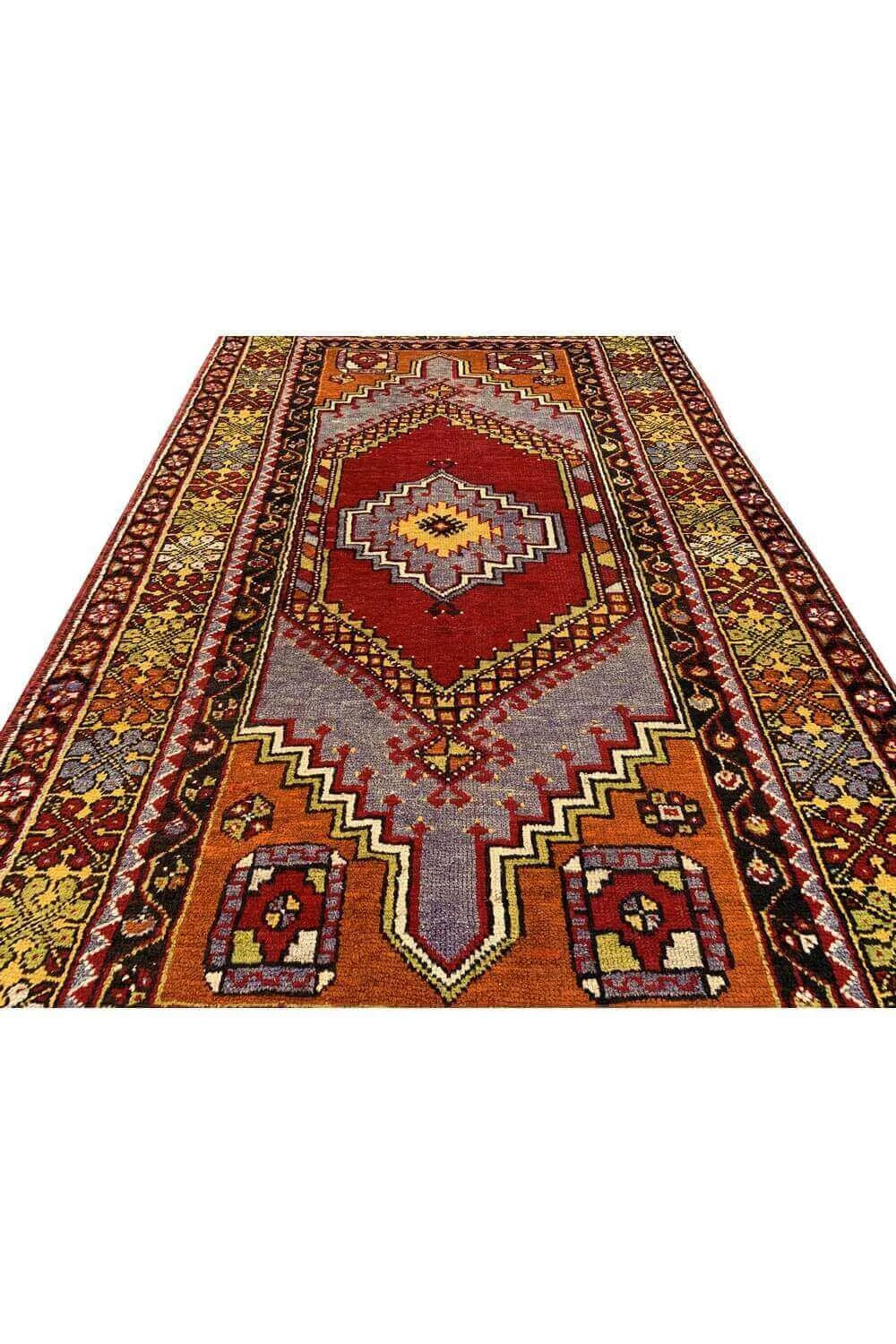 Amazing Hand Knotted Vintage Turkish Wool Area Rug 6.3 x 3.7 Ft