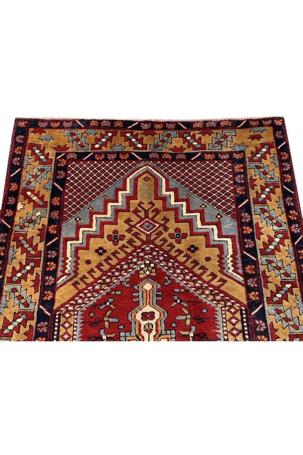 Amazing Hand Knotted Vintage Turkish Wool Area Rug 6.7 x 3.6 Ft