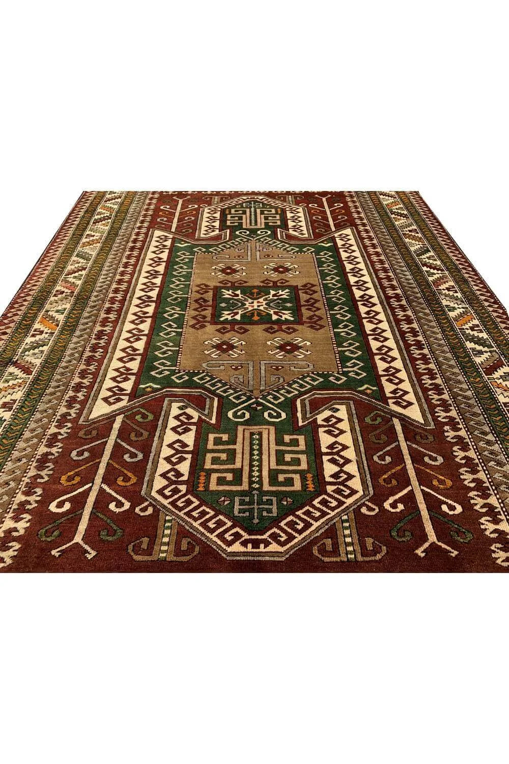 Amazing Hand Knotted Vintage Turkish Wool Area Rug 7.0 x 5.2 Ft