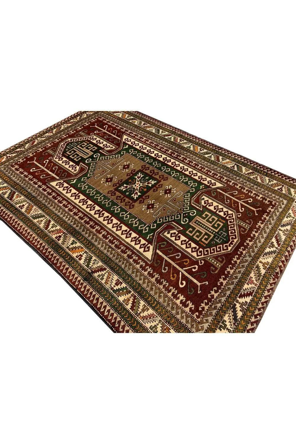 Amazing Hand Knotted Vintage Turkish Wool Area Rug 7.0 x 5.2 Ft