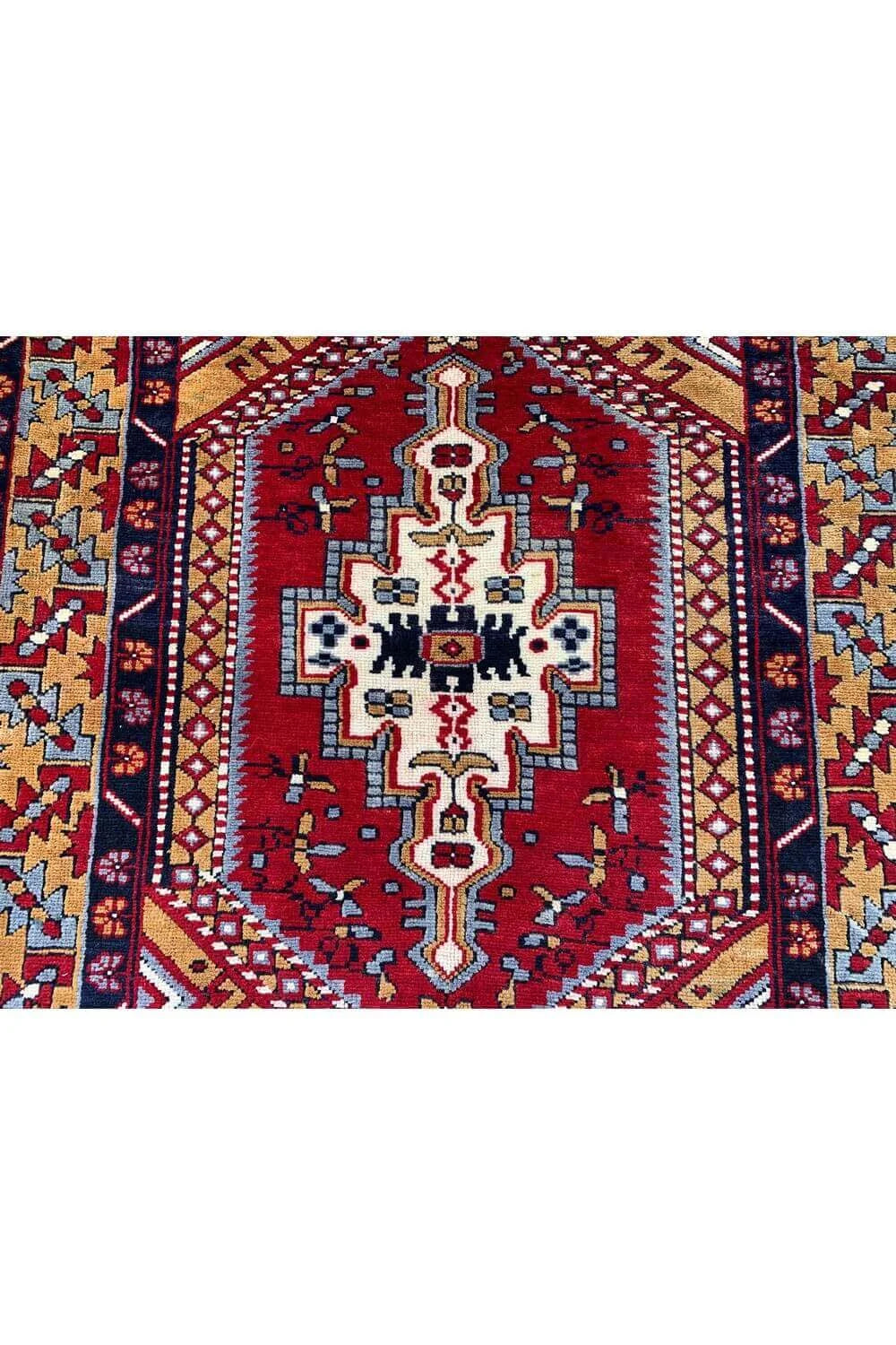 Amazing Hand Knotted Vintage Turkish Wool Area Rug 6.7 x 3.6 Ft