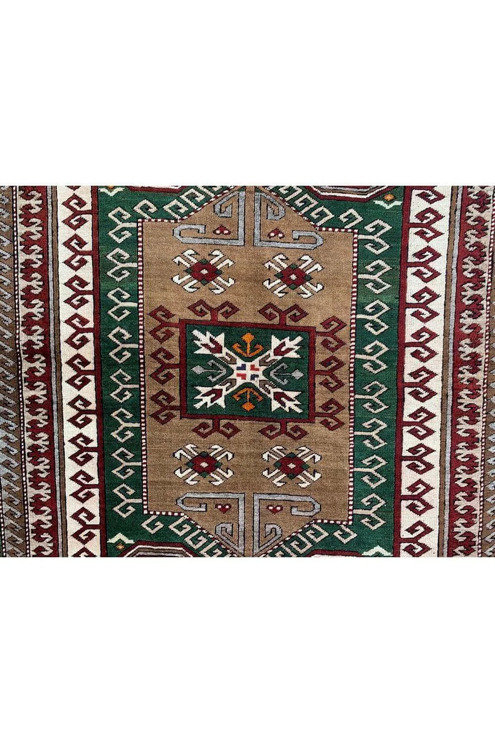 Amazing Hand Knotted Vintage Turkish Wool Area Rug 7.0 x 5.2 Ft