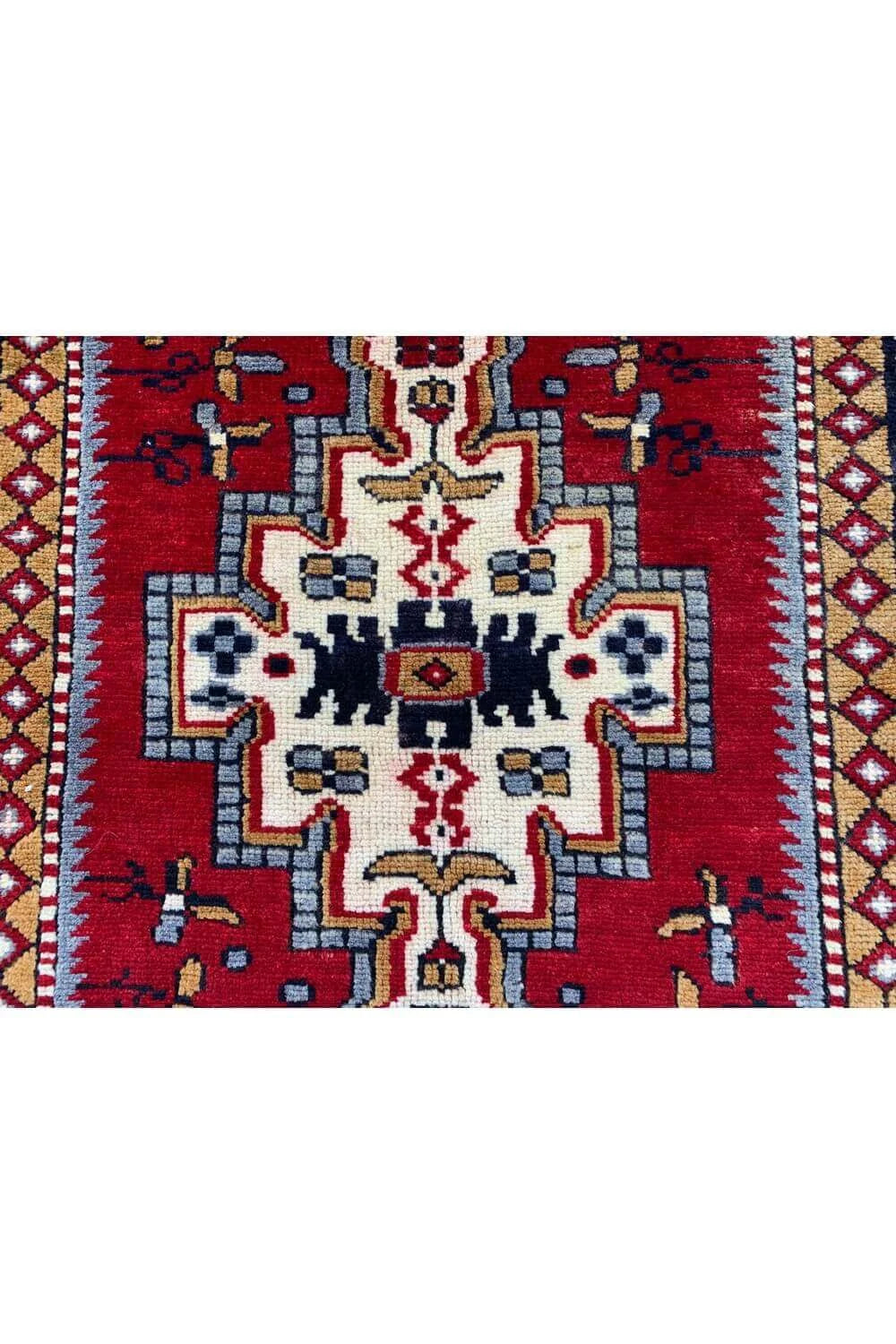 Amazing Hand Knotted Vintage Turkish Wool Area Rug 6.7 x 3.6 Ft