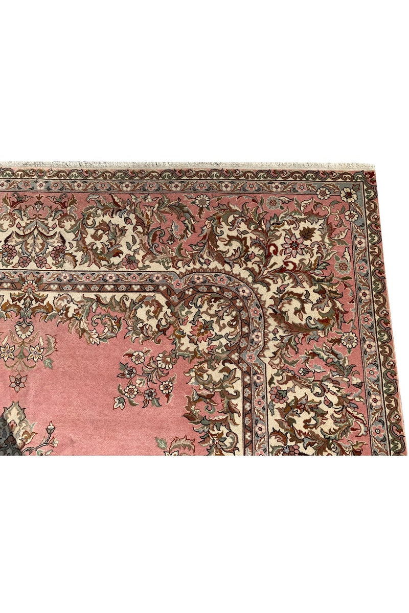 Authentic Hand Knotted Vintage Turkish Wool Area Rug 9.11 x 8.3 Ft