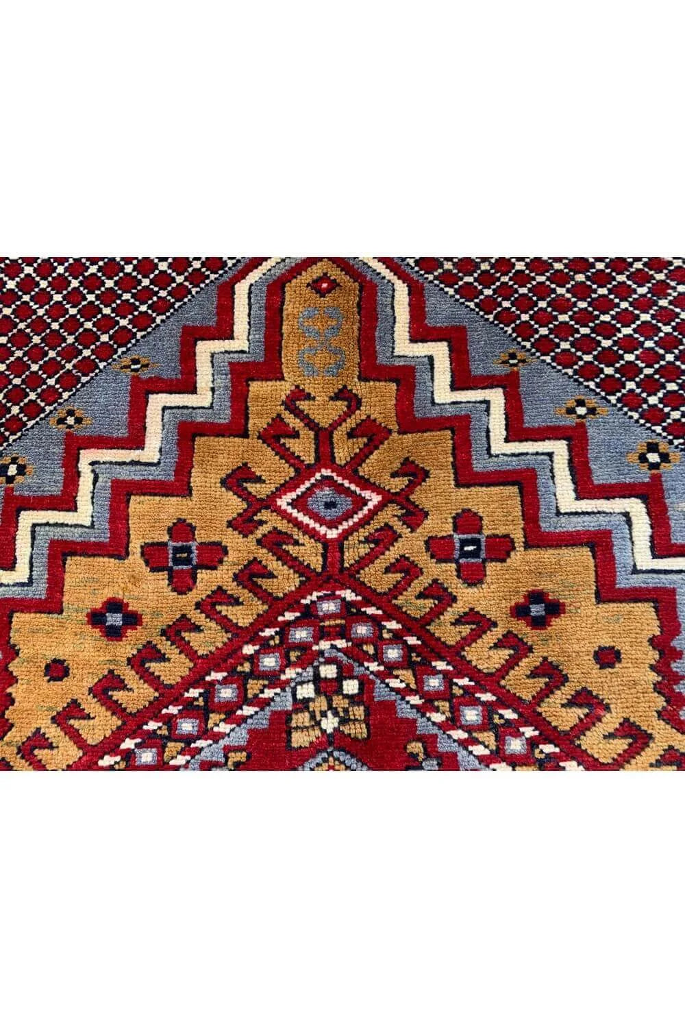 Amazing Hand Knotted Vintage Turkish Wool Area Rug 6.7 x 3.6 Ft