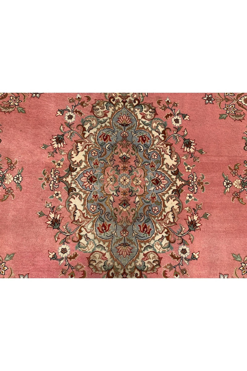 Authentic Hand Knotted Vintage Turkish Wool Area Rug 9.11 x 8.3 Ft
