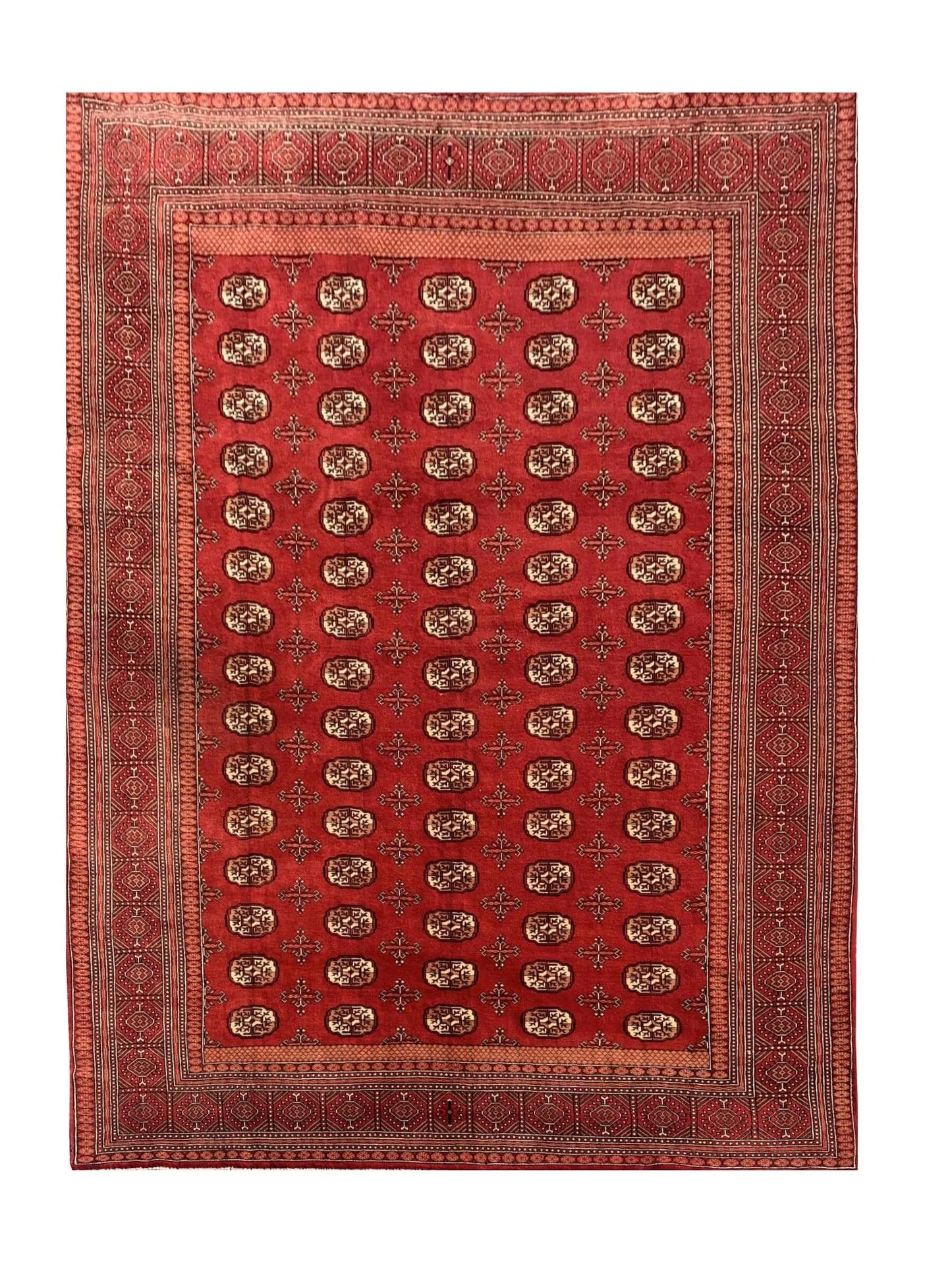 Amazing Hand Knotted Vintage Afghan Turkmen Sara Wool Area Rug 10.7 x 8.2 Ft