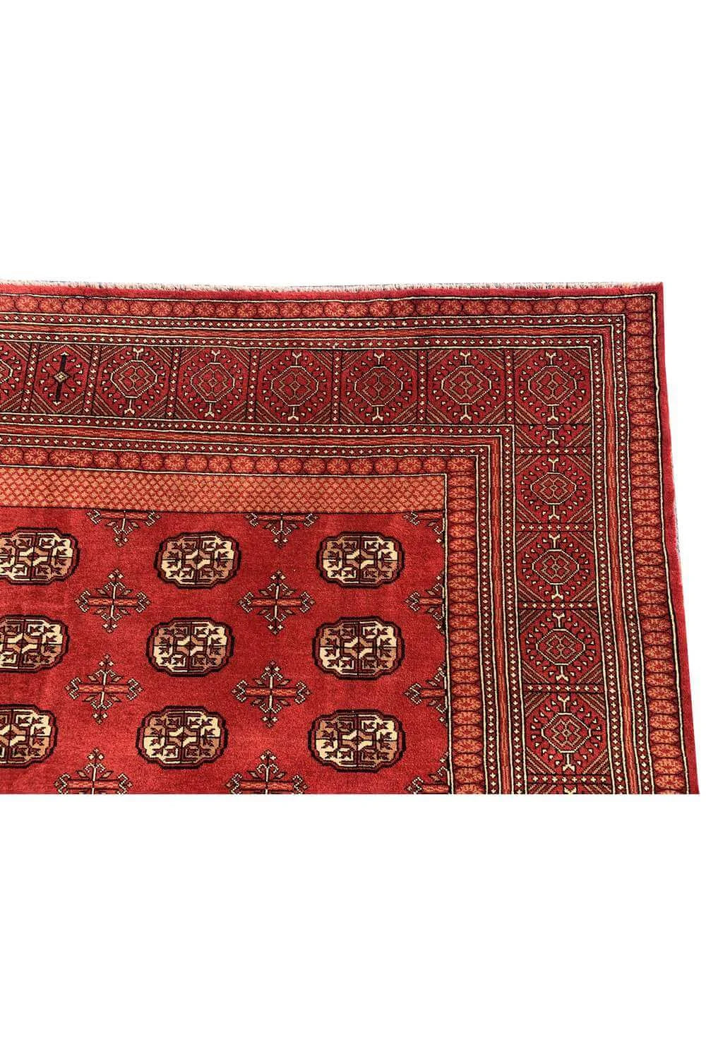 Amazing Hand Knotted Vintage Afghan Turkmen Sara Wool Area Rug 10.7 x 8.2 Ft