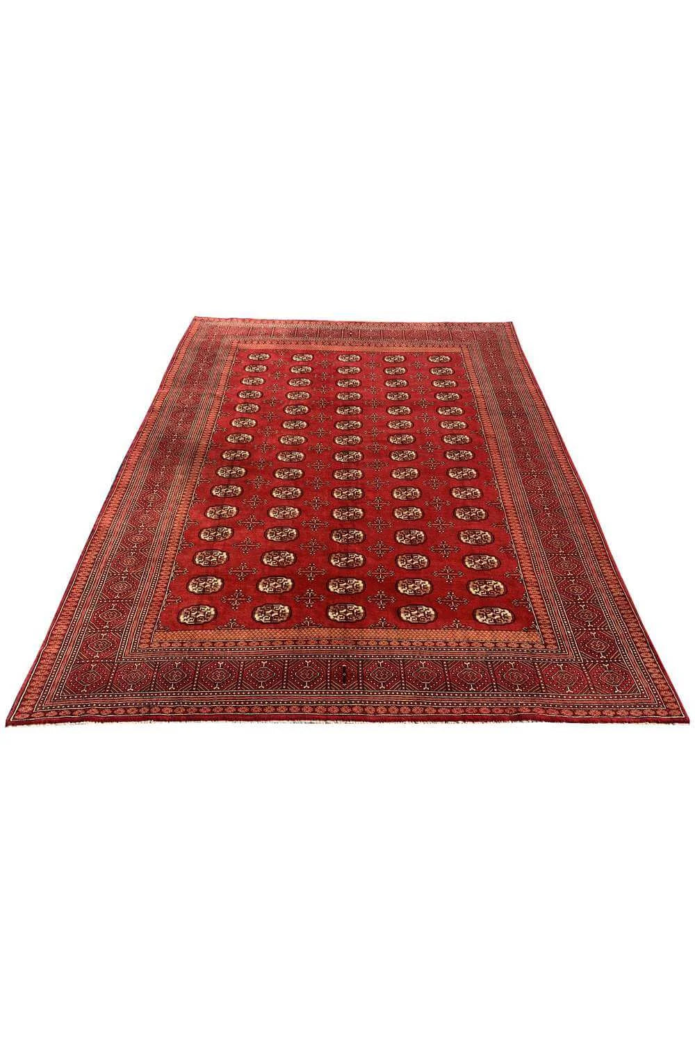 Amazing Hand Knotted Vintage Afghan Turkmen Sara Wool Area Rug 10.7 x 8.2 Ft