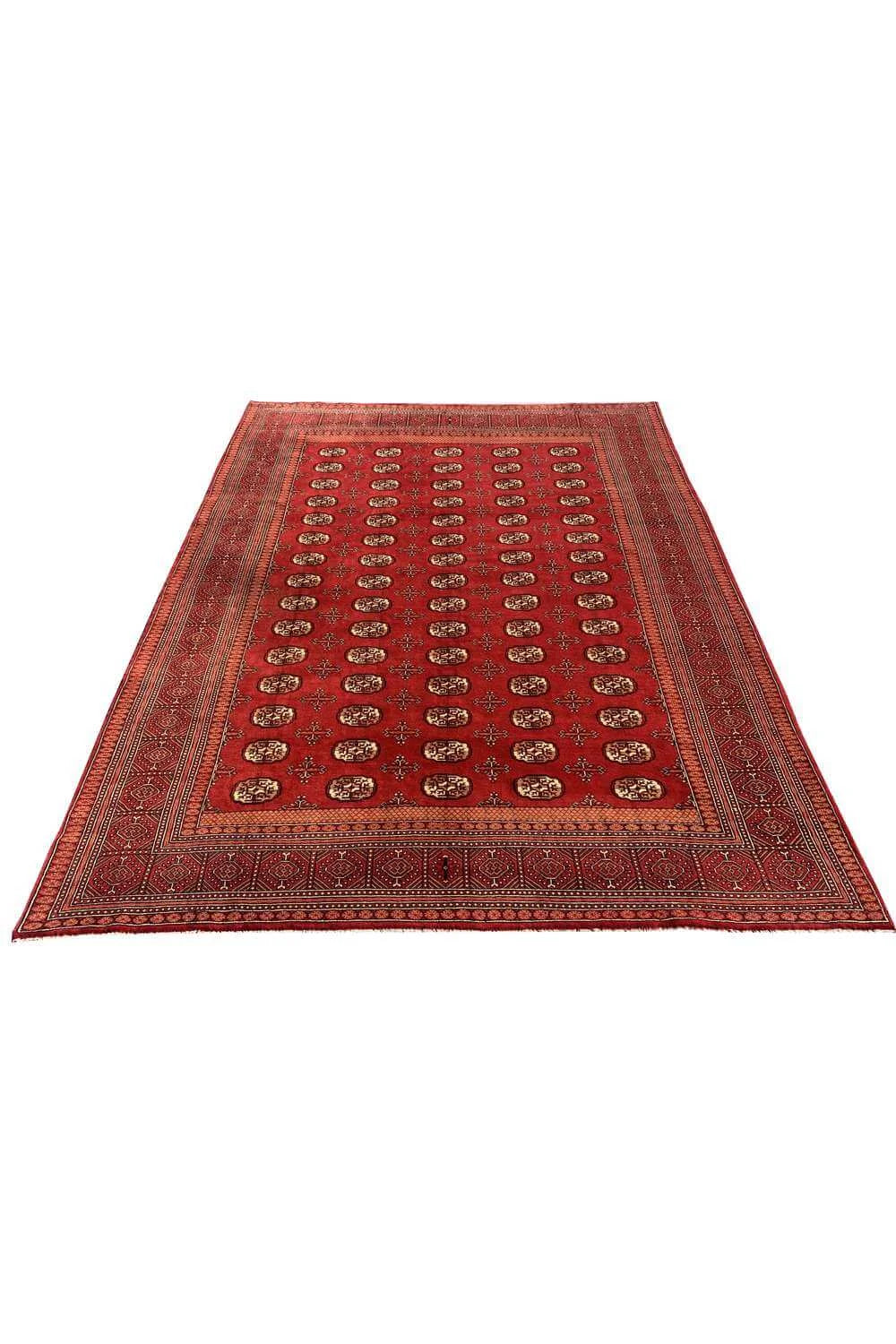 Amazing Hand Knotted Vintage Afghan Turkmen Sara Wool Area Rug 10.7 x 8.2 Ft