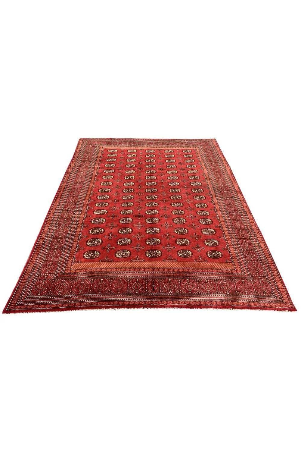 Amazing Hand Knotted Vintage Afghan Turkmen Sara Wool Area Rug 10.7 x 8.2 Ft