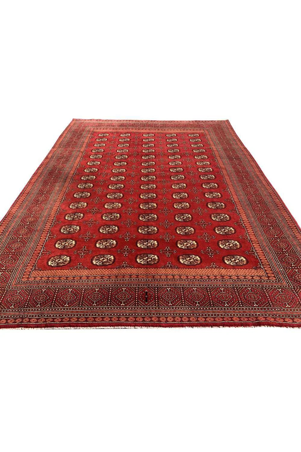 Amazing Hand Knotted Vintage Afghan Turkmen Sara Wool Area Rug 10.7 x 8.2 Ft