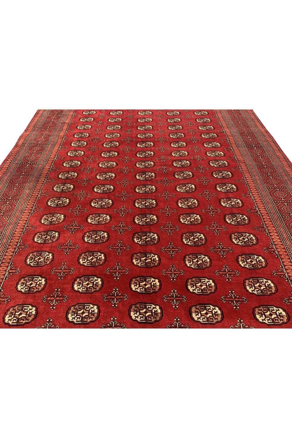 Amazing Hand Knotted Vintage Afghan Turkmen Sara Wool Area Rug 10.7 x 8.2 Ft